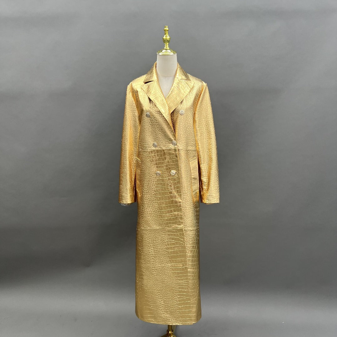 Golden Girl Leather Trench Coat