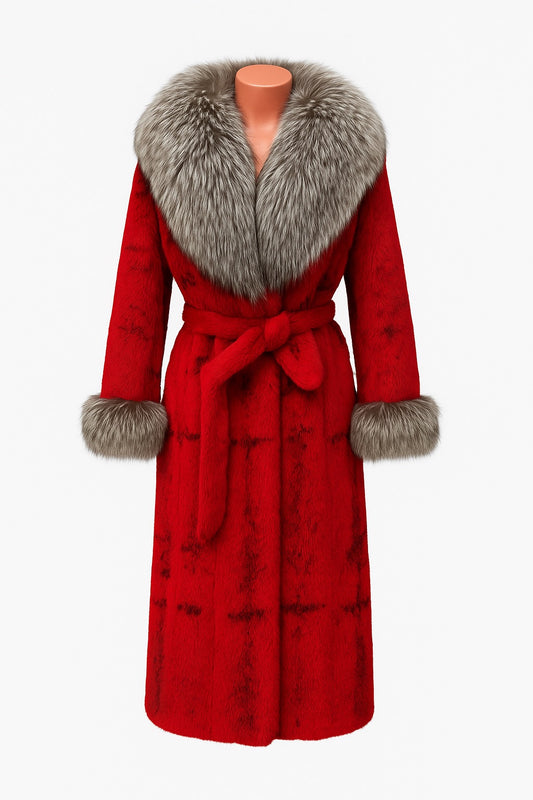 Sheared Rex Wrap Coat with Silver Fox – FGM Bespoke