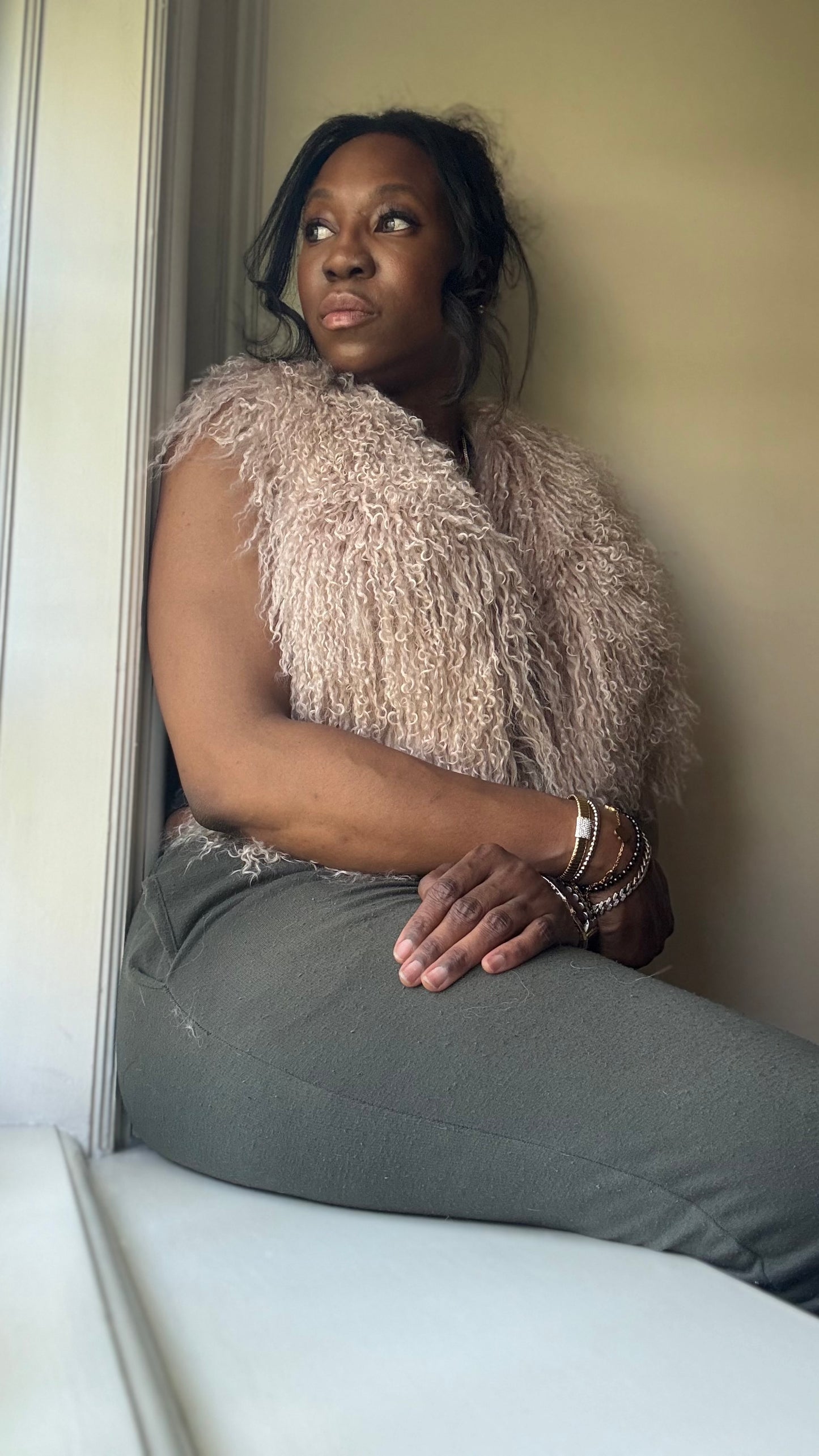 New-Mongolian Fur Halter Top