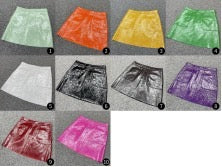 Distressed Leather Fox Trim Skirt With Top Set