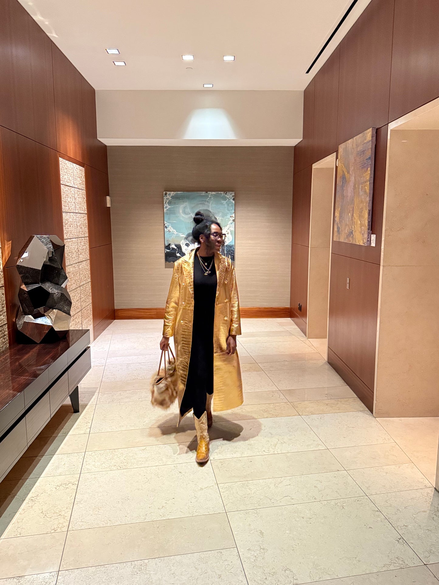 Golden Girl Leather Trench Coat