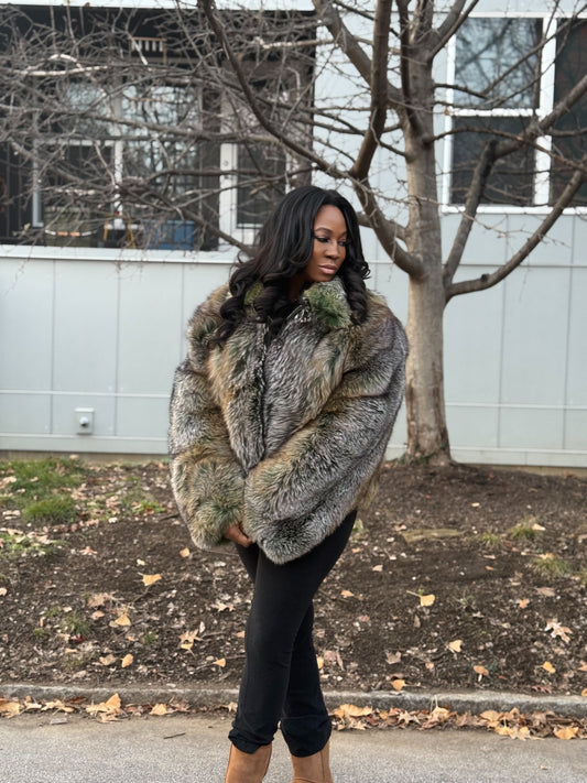 Men's Special Green Fox Fur Coat Statement Coat | FGM Bespoke