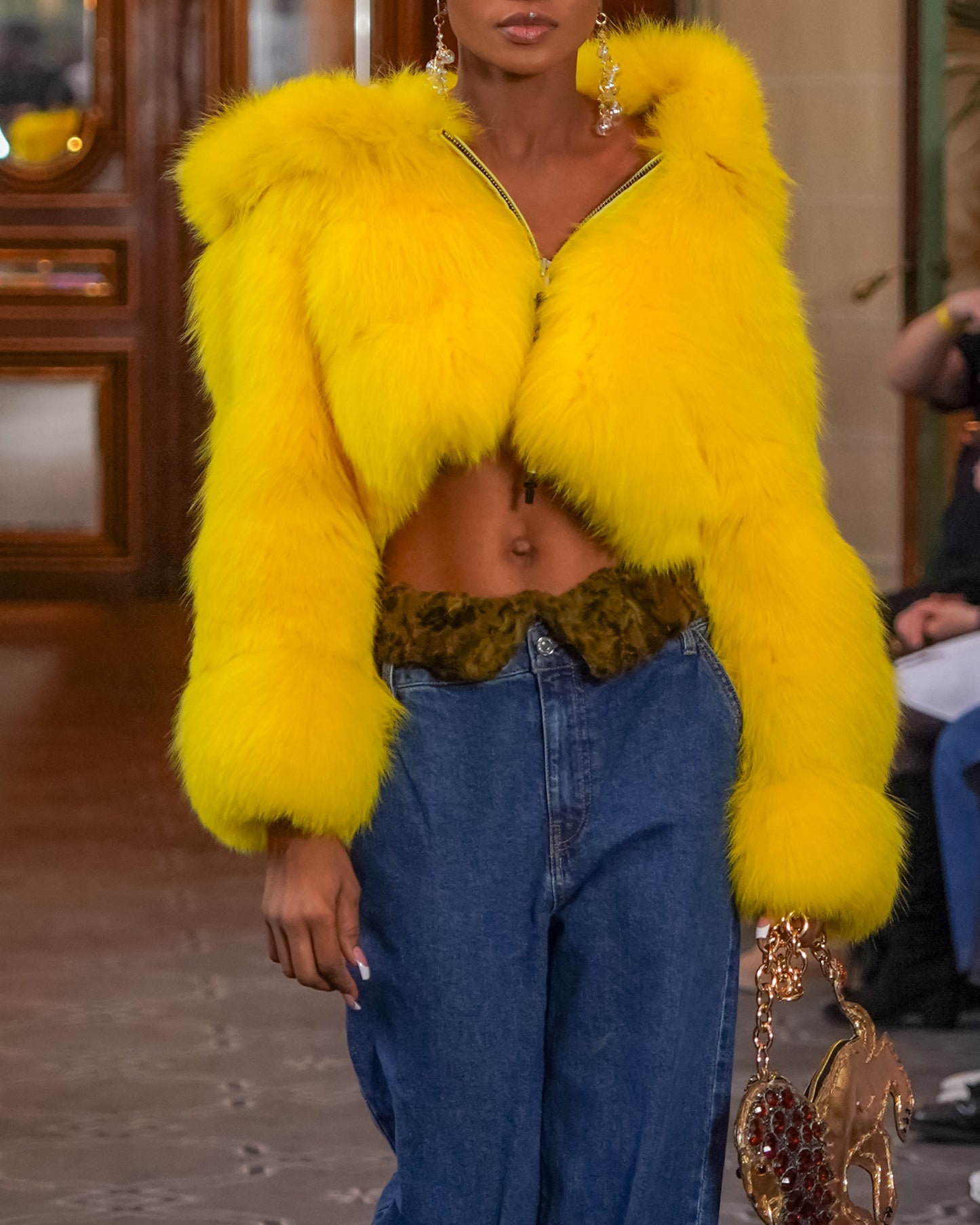 High Waisted Swakara Fur Lined Jean