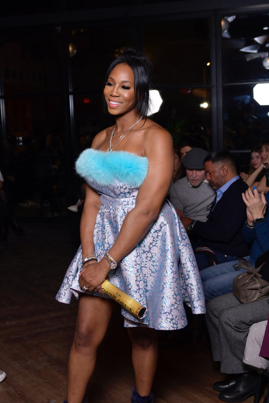 Teal Fox and Brocade Cocktail Dress