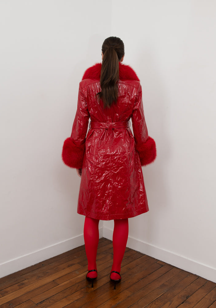 Leather Slicker Trench Coat