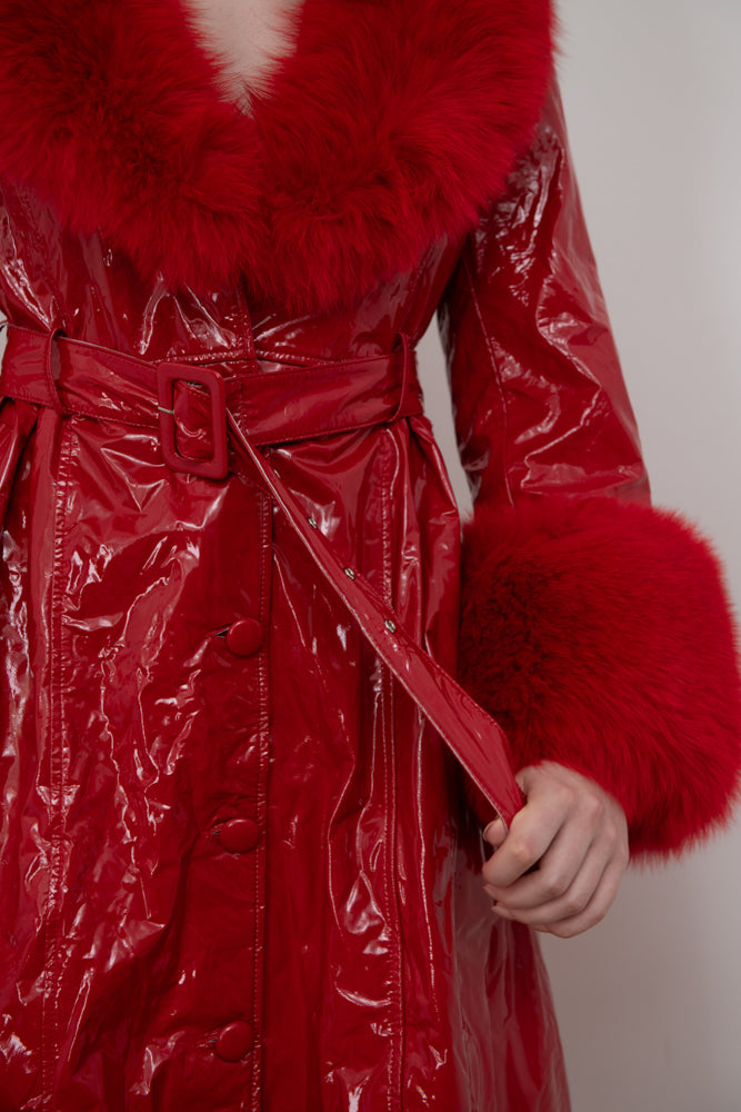 Leather Slicker Trench Coat