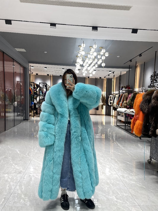 Teal Horizontal Full Length Coat