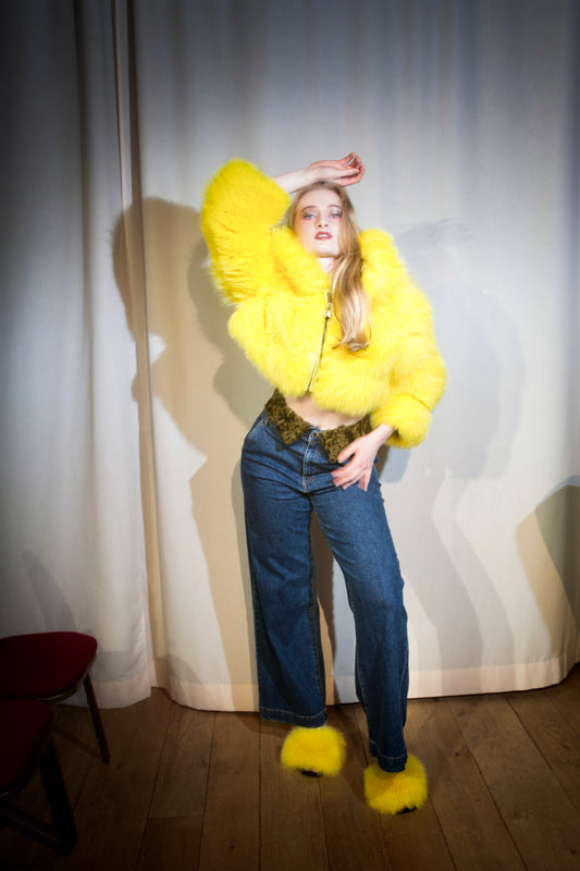 High Waisted Swakara Fur Lined Jean