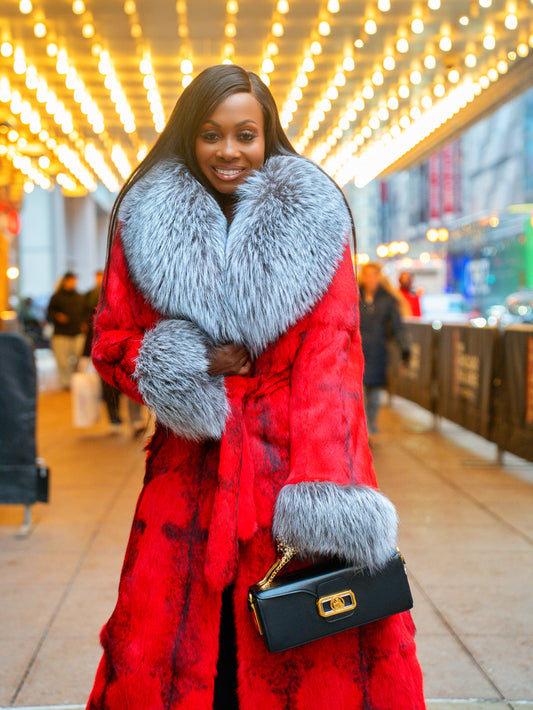 Sheared Rex Wrap Coat With Silver Fox – Fgm Bespoke | FGM Bespoke