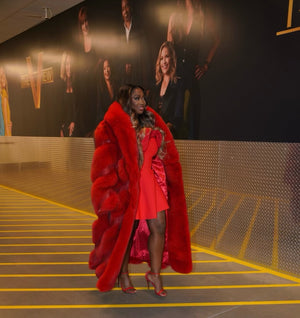 Custom Fox And Spiked Leather Full Length Coat | FGM Bespoke