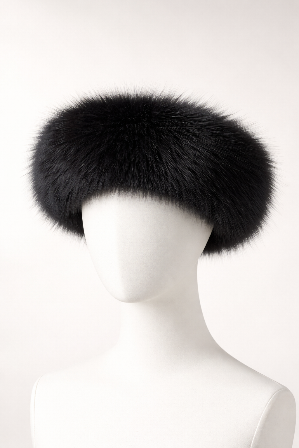 Fox Fur Headband — Black