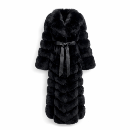 Black Full-Length Fox Fur Statement Coat