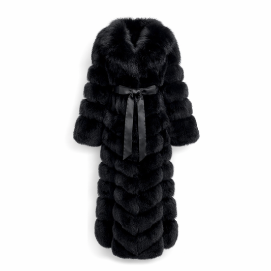 Black Full Length Fox Coat | FGM Bespoke