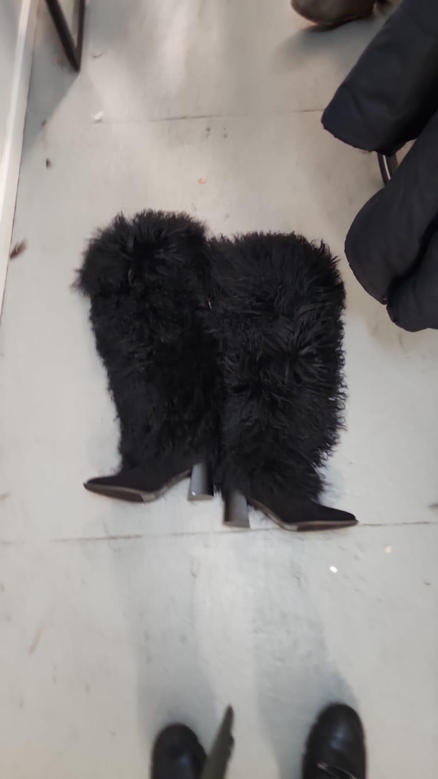 Black Mongolian Lamb Boots
