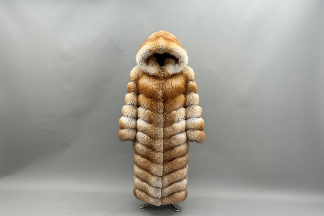 FGM 4-in-1 Hooded Chevron Fox Coat