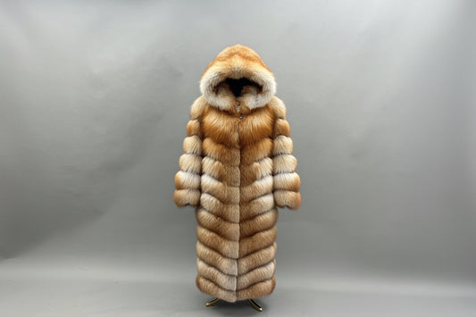 FGM 4-in-1 Hooded Chevron Fox Coat