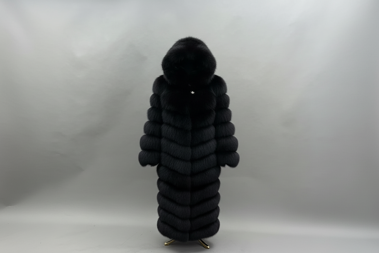 FGM 4-in-1 Hooded Chevron Fox Coat