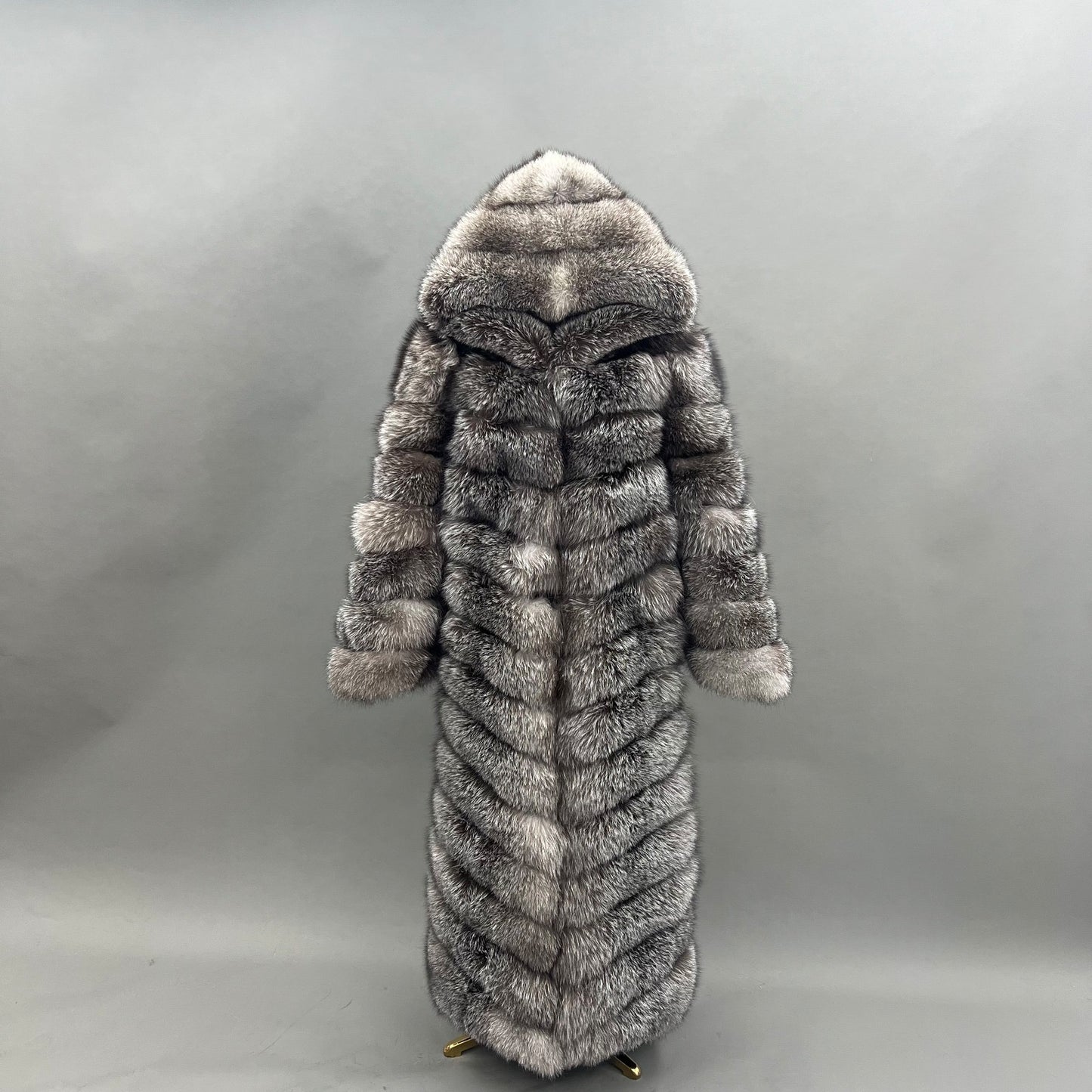 Silver Fox Full-Length Fur Statement Coat