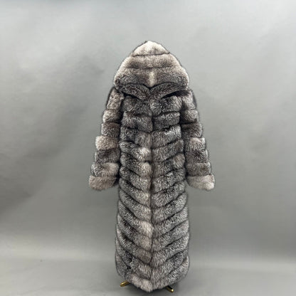 Silver Fox Full-Length Fur Statement Coat