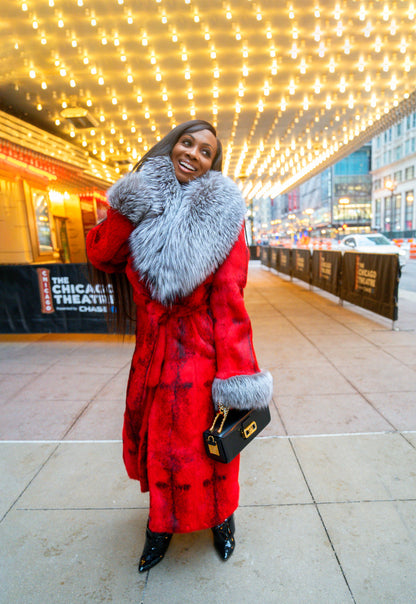 Sheared Rex Wrap Coat With Silver Fox – Fgm Bespoke | FGM Bespoke