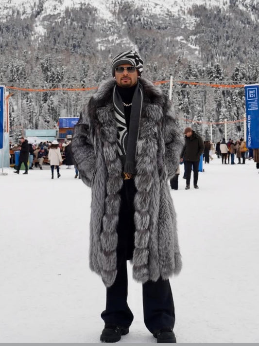 Long Statement Silver Fox Fur Coat