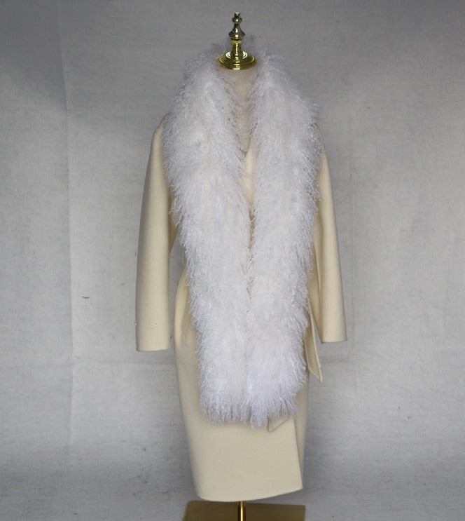 Long Mongolian Lamb Stole (Beige)