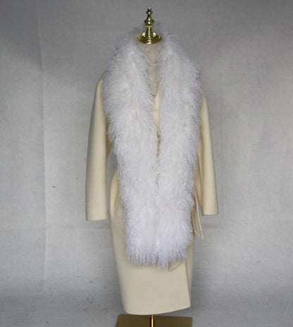Long Mongolian Lamb Stole (Beige)
