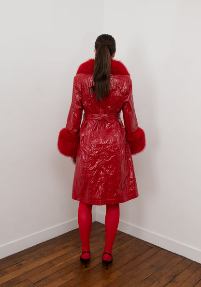 Leather Slicker Trench Coat