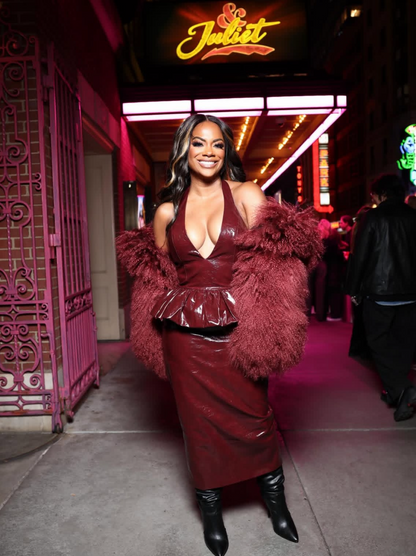 Burgundy Mongolian Jacket (Kandi-inspired energy)