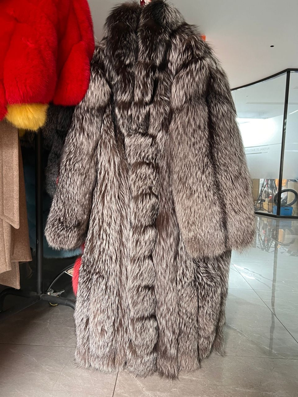 Long Statement Silver Fox Fur Coat