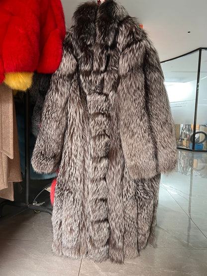 Long Statement Silver Fox Fur Coat