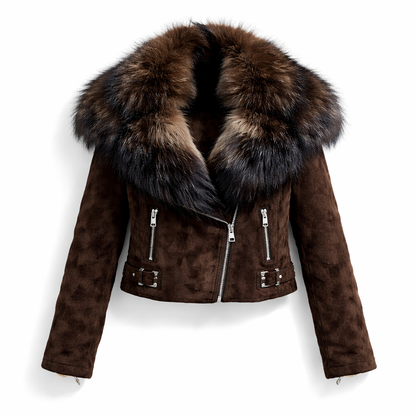Chocolate Mink Jacket With Natural Fox Fur Trim | FGM Bespoke
