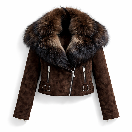 Chocolate Mink Jacket With Natural Fox Fur Trim | FGM Bespoke