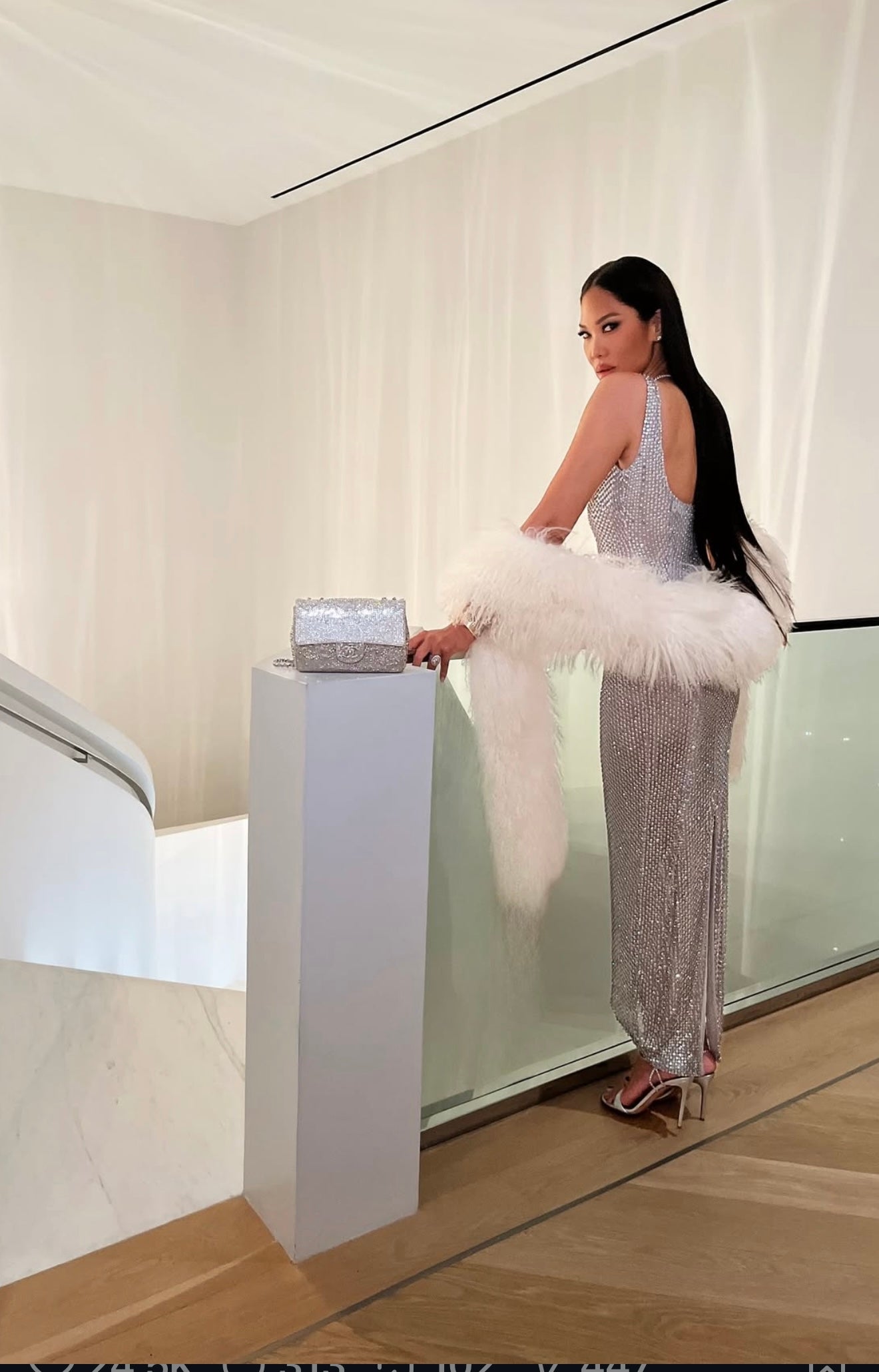 Long Mongolian Lamb Stole (Beige)