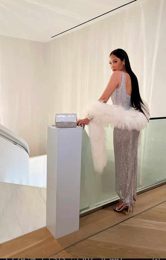 Long Mongolian Lamb Stole (Beige)