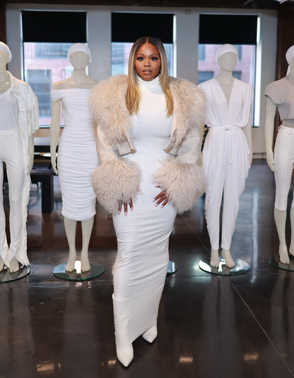 Ivory Mongolian Lamb Cropped Jacket