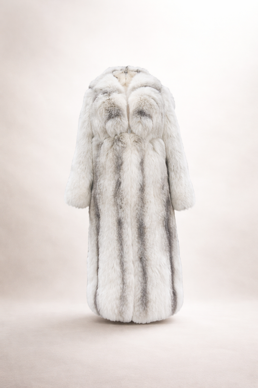 Full-length Natural Blue Fox Fur Coat (white) | FGM Bespoke
