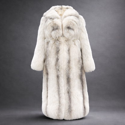 Full-length Natural Blue Fox Fur Coat (white) | FGM Bespoke