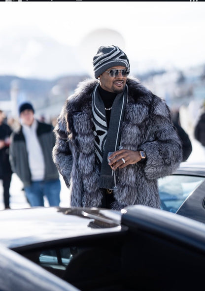 Long Statement Silver Fox Fur Coat