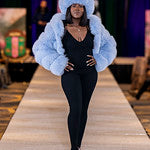 Powder Blue Fox Bubble Jacket & Hat Set