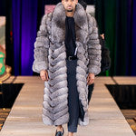 Silver Fox Full-Length Fur Statement Coat