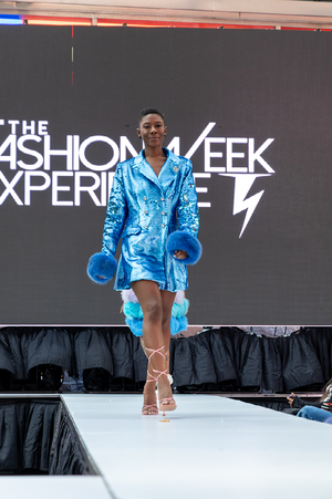 Fgm Bespoke Sequin Blazer Dress With Fox Trim Fur | FGM Bespoke