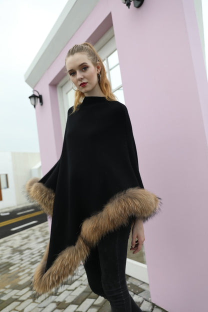 Signature Fox Trim Knit Cape Collection