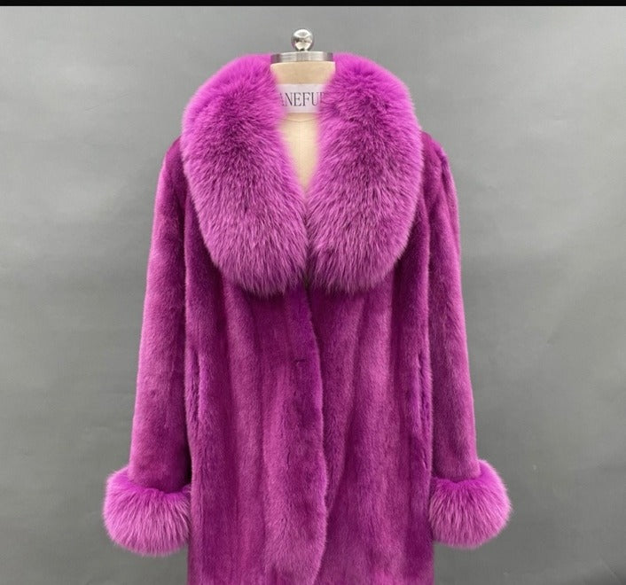 Fuchsia mink coat, original product photo