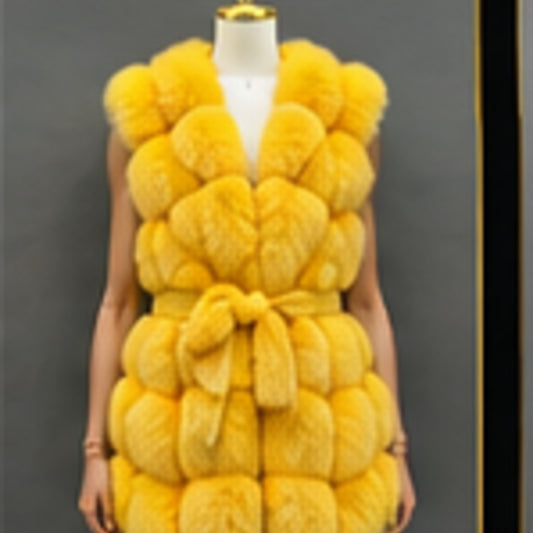 AI styled preview of the sunshine yellow hooded vest