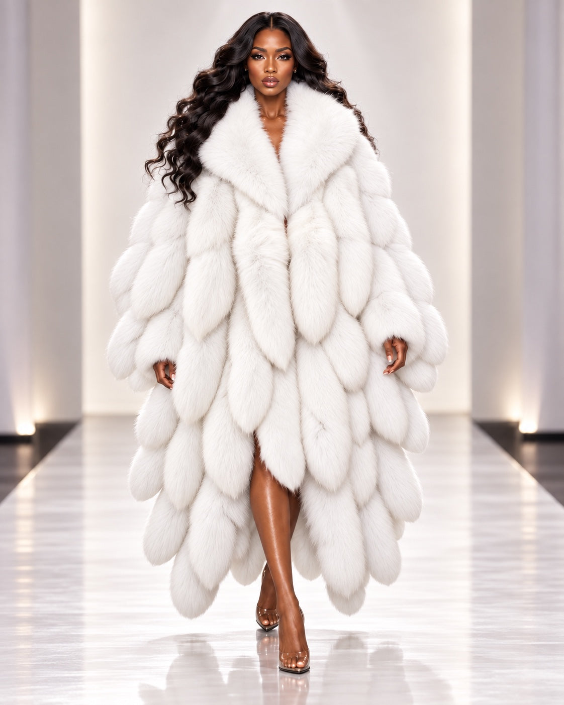 FGM Fox Tail Statement Coat - White
