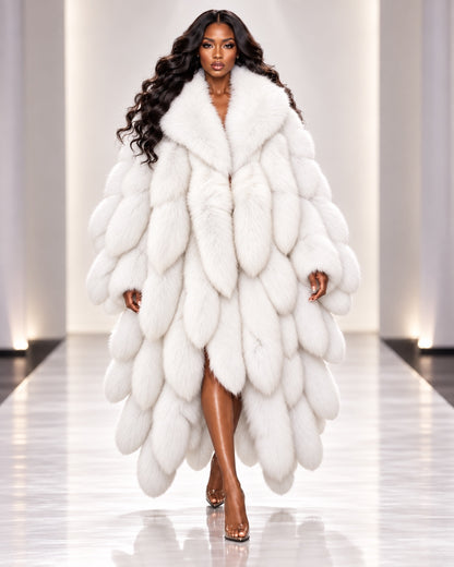 FGM Fox Tail Statement Coat - White