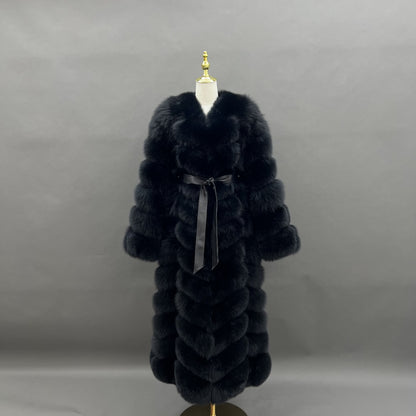 Black Full Length Fox Coat | FGM Bespoke